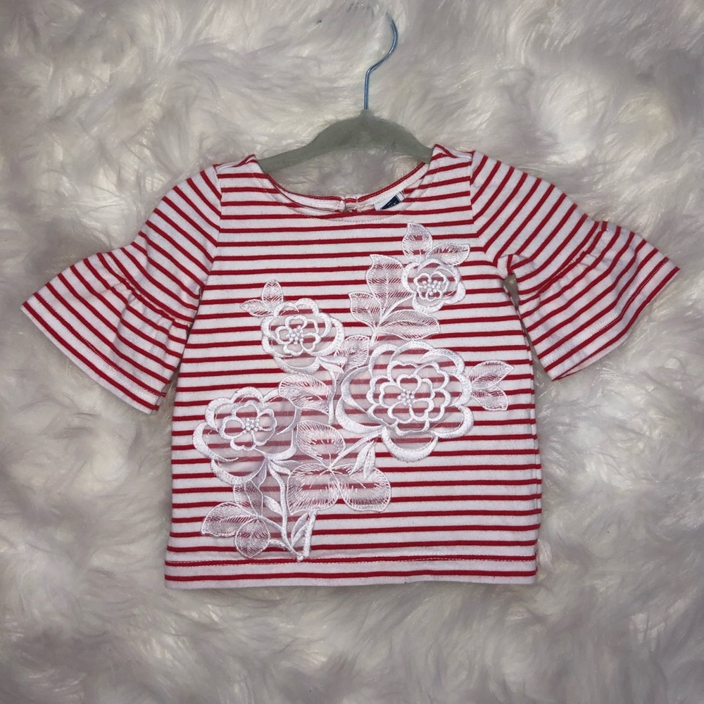 Janie & Jack Bell sleeve striped/floral/appliqué